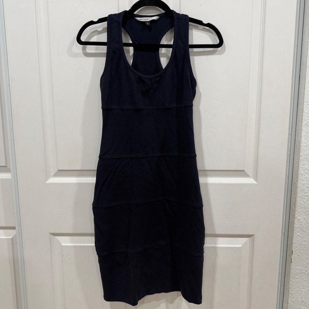 Diane von Furstenberg Navy Blue Racerback Tiered Seam Sheath Dress Size 4